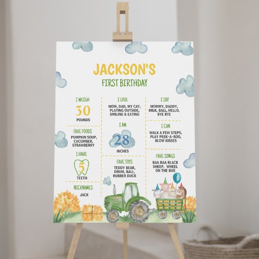 Tractor Boerderij Dier Verjaardagsfeestje Mijlpaal Poster