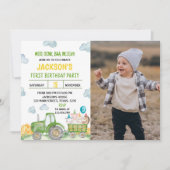 Tractor Boerderij Dierlijke Verjaardagsfeestuitnod Kaart (Voorkant)