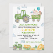 Tractor Boerderij Dierlijke Verjaardagsfeestuitnod Kaart (Voorkant)