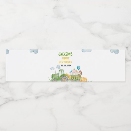 Tractor Boerderij Dierlijke Verjaardagswaterfleset Waterfles Etiket (Enkel label)