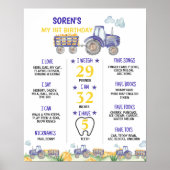 Tractor Boerderij Eerste Verjaardag Mijlpaal Teken Poster (Voorkant)