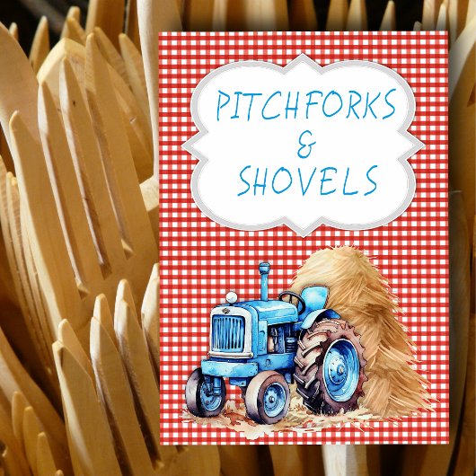 Tractor Boerderij Verjaardagsbord Red Gingham Kaart