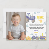 Tractor Boerderij Verjaardagsfeestfoto Dank u kaar Bedankkaart (Voorkant)