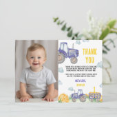 Tractor Boerderij Verjaardagsfeestfoto Dank u kaar Bedankkaart (Staand voorkant)