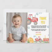 Tractor Boerderij Verjaardagsfeestfoto Dank u kaar Bedankkaart (Voorkant)