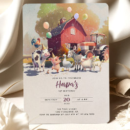 Tractor Boerderij Verjaardagsfeestje Dieren Schuur Kaart