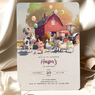 Tractor Boerderij Verjaardagsfeestje Dieren Schuur Kaart