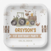 Tractor Boerderij Verjaardagsfeestje Dieren Schuur Papieren Bordje (Voorkant)