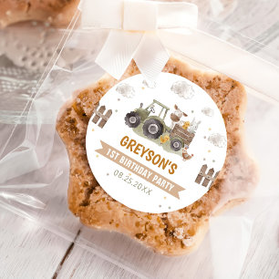 Tractor Boerderij Verjaardagsfeestje Dieren Schuur Ronde Sticker