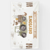 Tractor Boerderij Verjaardagsfeestje Dieren Schuur Spandoek (Verticaal)
