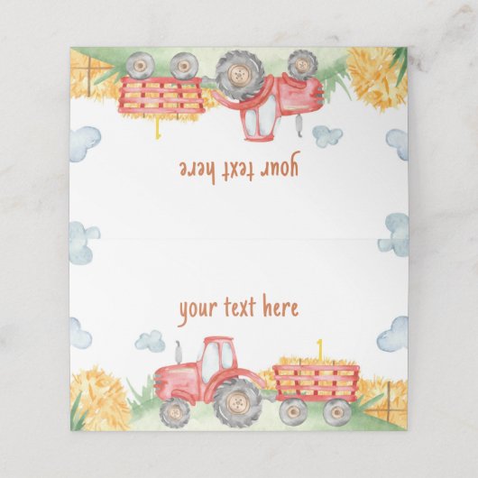 Tractor Boerderij Verjaardagsfeestplaatskaart Plaatskaartje (Buitenkant ongevouwen)