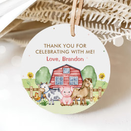 Tractor Boerderijdieren 1e verjaardag Bedankjes Labels