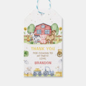 Tractor Boerderijdieren 1e verjaardag Cadeaulabel (Voorkant)