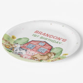 Tractor Boerderijdieren 1e verjaardag Papieren Bordje (Gekanteld)