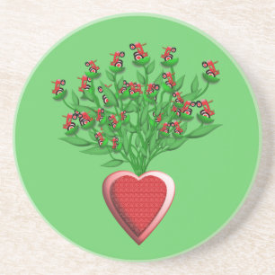Tractor Bouquet met Red Heart Vase Zandsteen Onderzetter