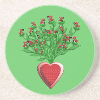 Tractor Bouquet met Red Heart Vase Zandsteen Onderzetter