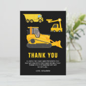 Tractor Bouw Verjaardagsfeestje Bedankkaart (Staand voorkant)