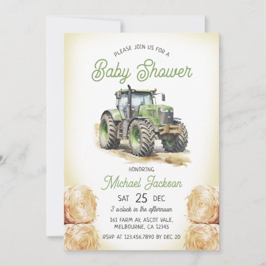 Tractor Boy Baby shower Kaart (Voorkant)