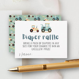 Tractor boy baby shower luier verloting informatiekaartje