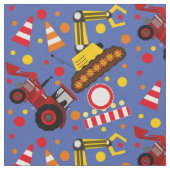 Tractor bulldozer costruction polka dot boy kinder stof (Close Up)