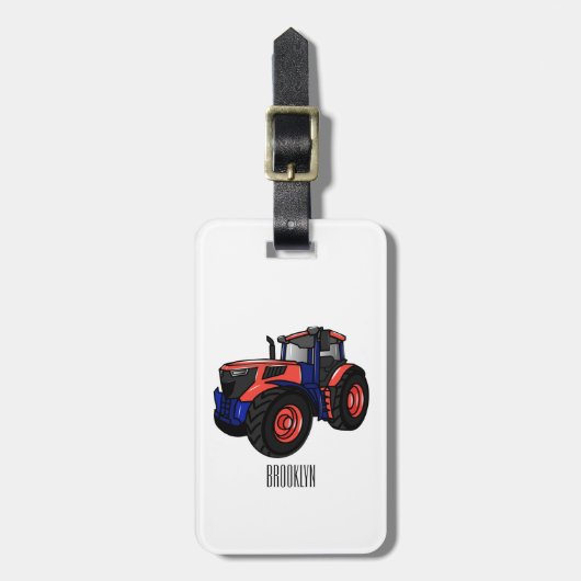 Tractor cartoon illustratie bagagelabel (Voorkant verticaal)
