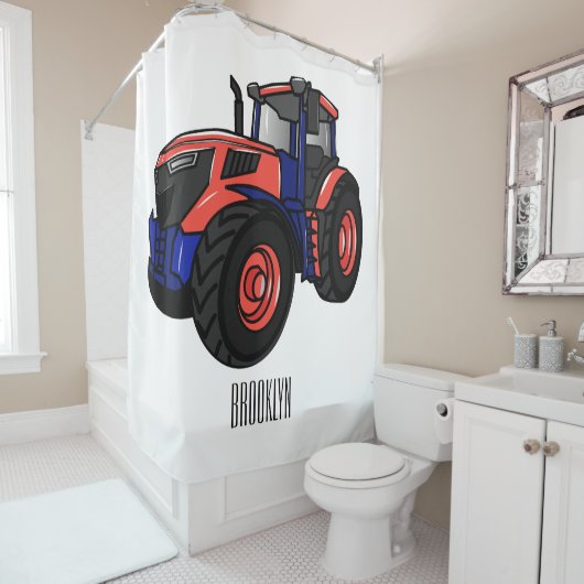 Tractor cartoon illustratie douchegordijn (In situ)