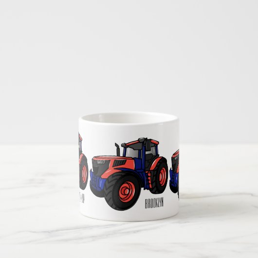 Tractor cartoon illustratie espresso kop (Voorkant)