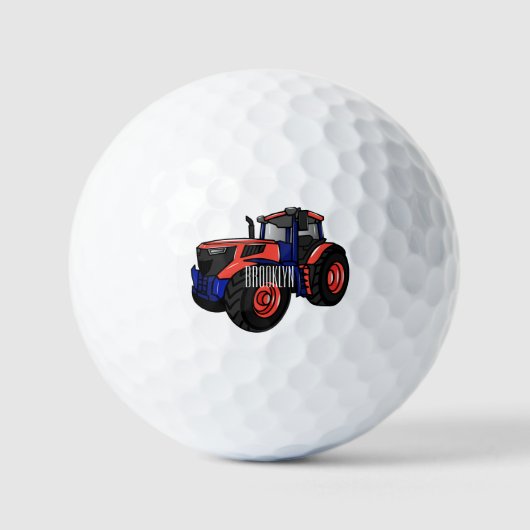 Tractor cartoon illustratie  golfballen (Voorkant)
