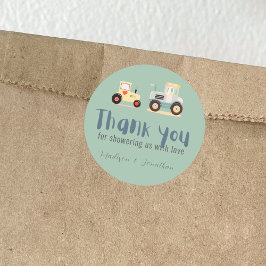 Tractor chauffeur boerderij boy baby shower dank u ronde sticker