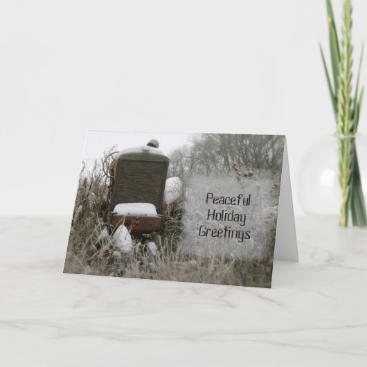 Tractor Christmas Kaart: Vreedzaam Feestdagen Kaart (Voorkant)