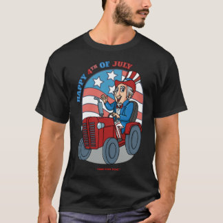 Tractor Critters Uncle Sam Driving a Tractor T-shirt