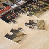 Tractor die een maiszaaimachine trekt. legpuzzel (Zijkant)
