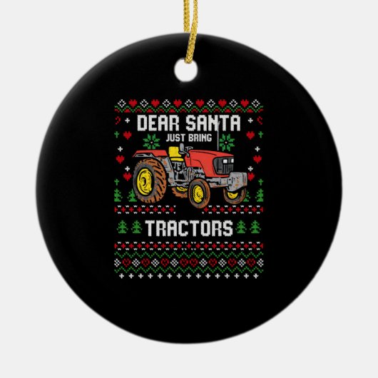 Tractor Driver Lelijke Xmas Sweater Harvester Boer Keramisch Ornament (Voorkant)