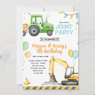 Tractor- en bouwfeest uitnodiging
