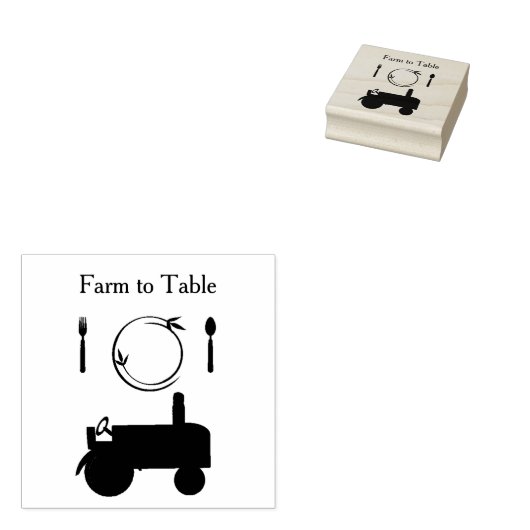 Tractor en Schotels Boerderij aan Tafel Rubber Sta Rubberstempel (Gestempeld)