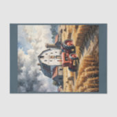 Tractor en schuur in het landelijke landschap tissuepapier (Voorkant)