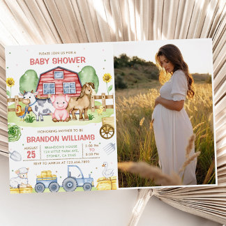Tractor Farm Animals Barnyard Baby shower Foto Kaart