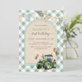 Tractor Farm Kids Boy Birthday Invitation Kaart (Staand voorkant)