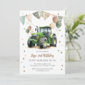 Tractor Farm Kids Boy Birthday Invitation Kaart (Staand voorkant)