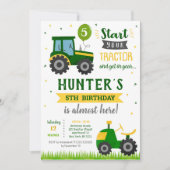 Tractor Farmer Birthday Party Invitation Kaart (Voorkant)