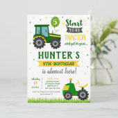 Tractor Farmer Birthday Party Invitation Kaart (Staand voorkant)