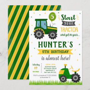 Tractor Farmer Birthday Party Invitation Kaart