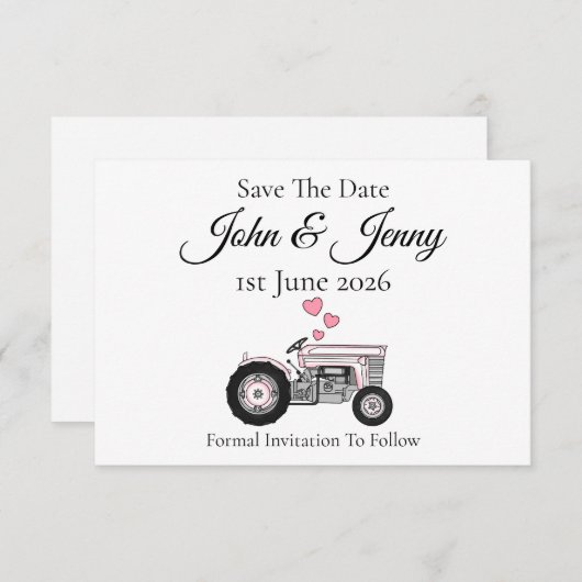 Tractor Farmer Wedding Sla de datum op (Voorkant / Achterkant)