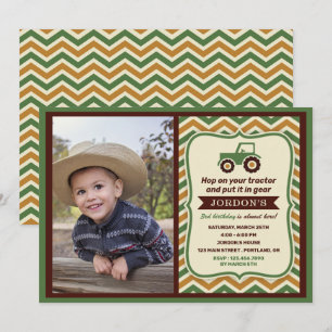 Tractor Farmhouse Boy Birthday Party Kaart