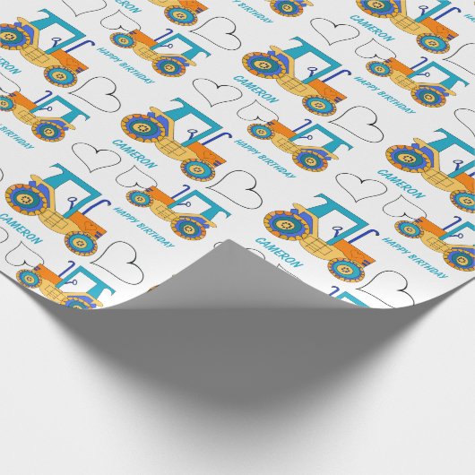 Tractor Farming Birthday Cadeaupapier (Hoek)