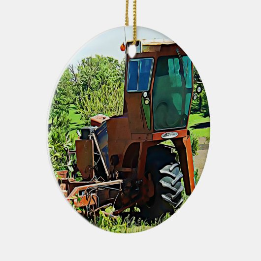 Tractor Farming Midwest FotoKerstmis Keramisch Ornament (Rechts)
