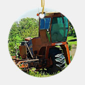 Tractor Farming Midwest FotoKerstmis Keramisch Ornament (Voorkant)