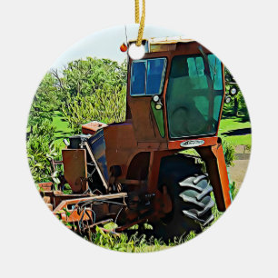 Tractor Farming Midwest FotoKerstmis Keramisch Ornament