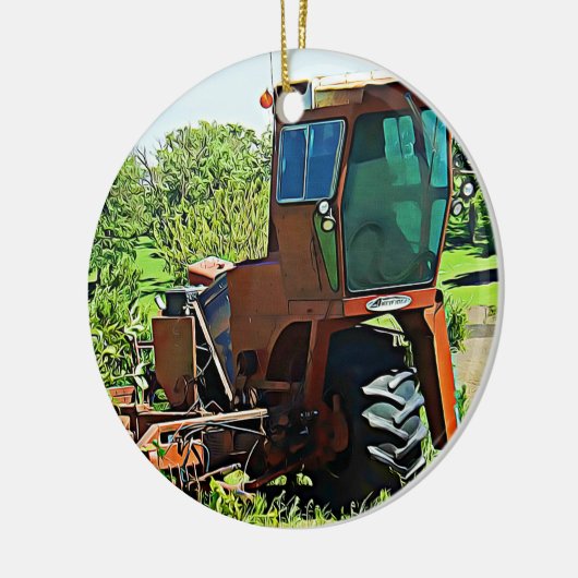 Tractor Farming Midwest FotoKerstmis Keramisch Ornament (Links)