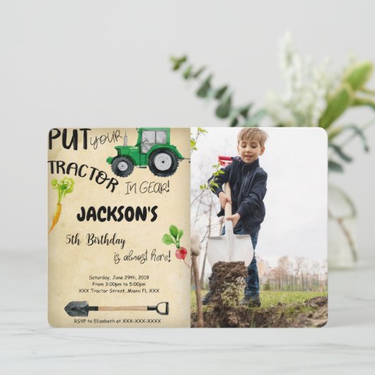 Tractor foto uitnodiging (Staand voorkant)